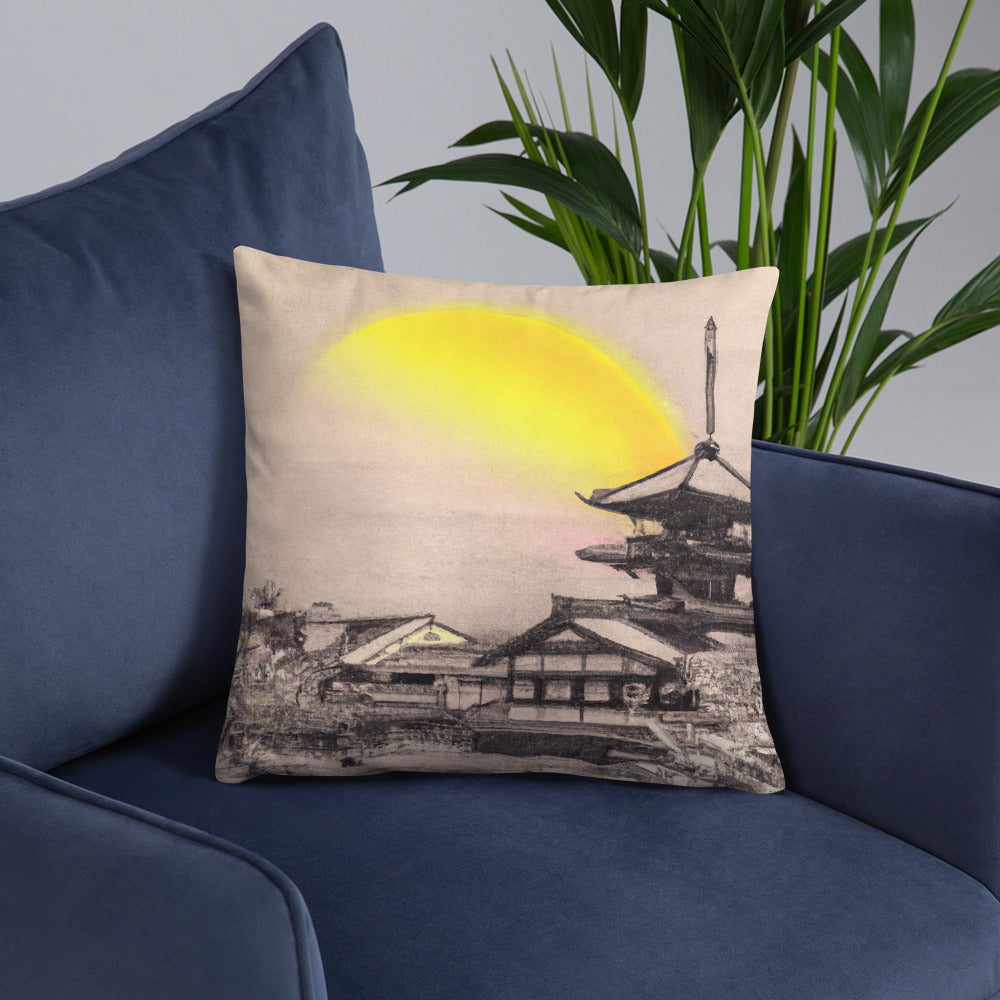 Pillow with Kyoto Artwork