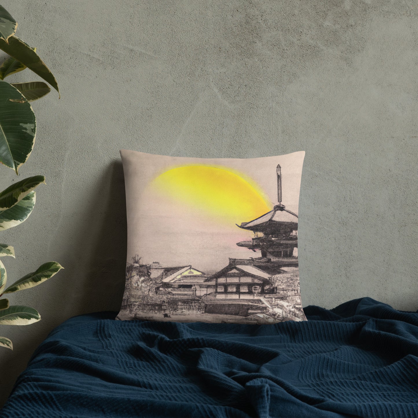 Pillow with Kyoto Artwork
