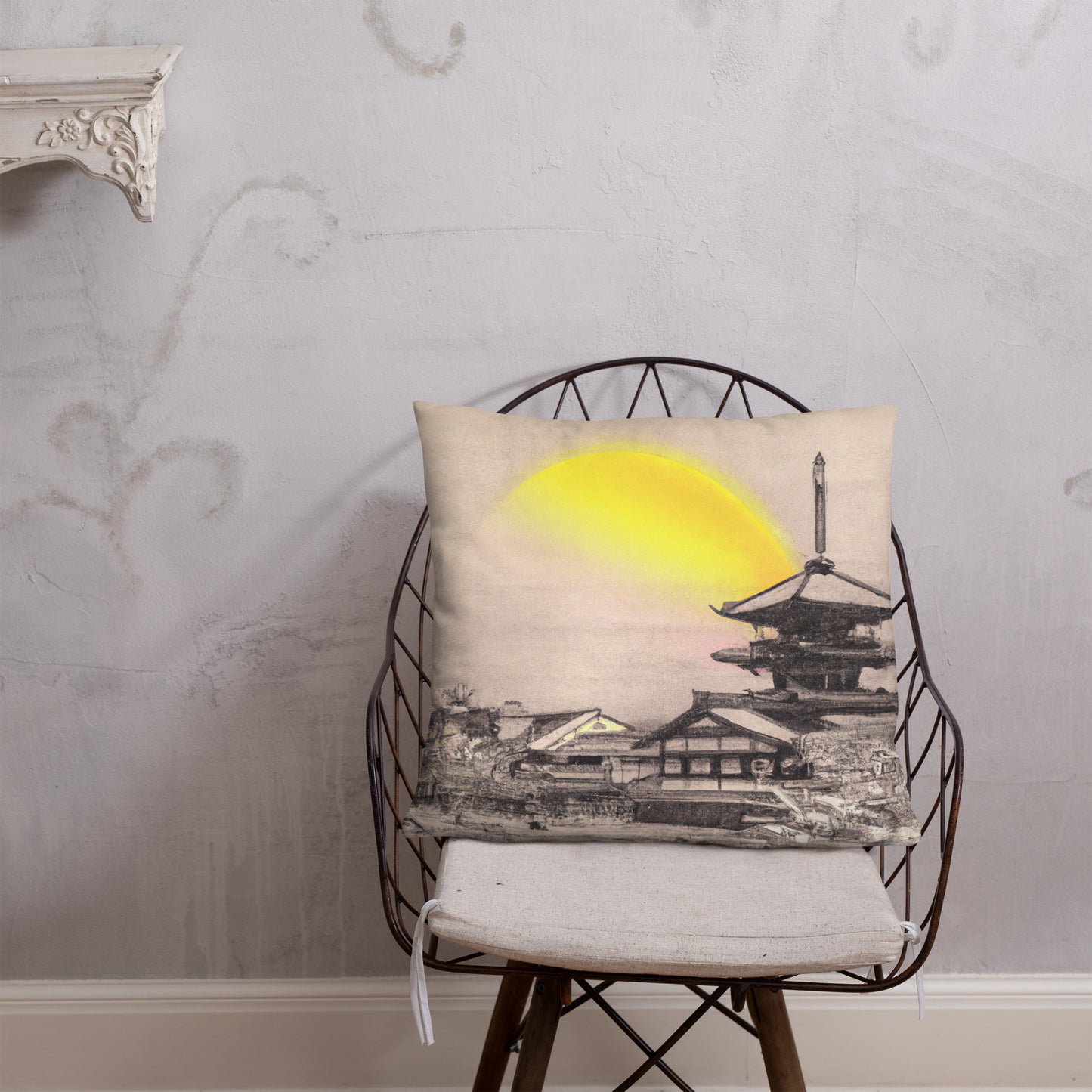 Pillow with Kyoto Artwork