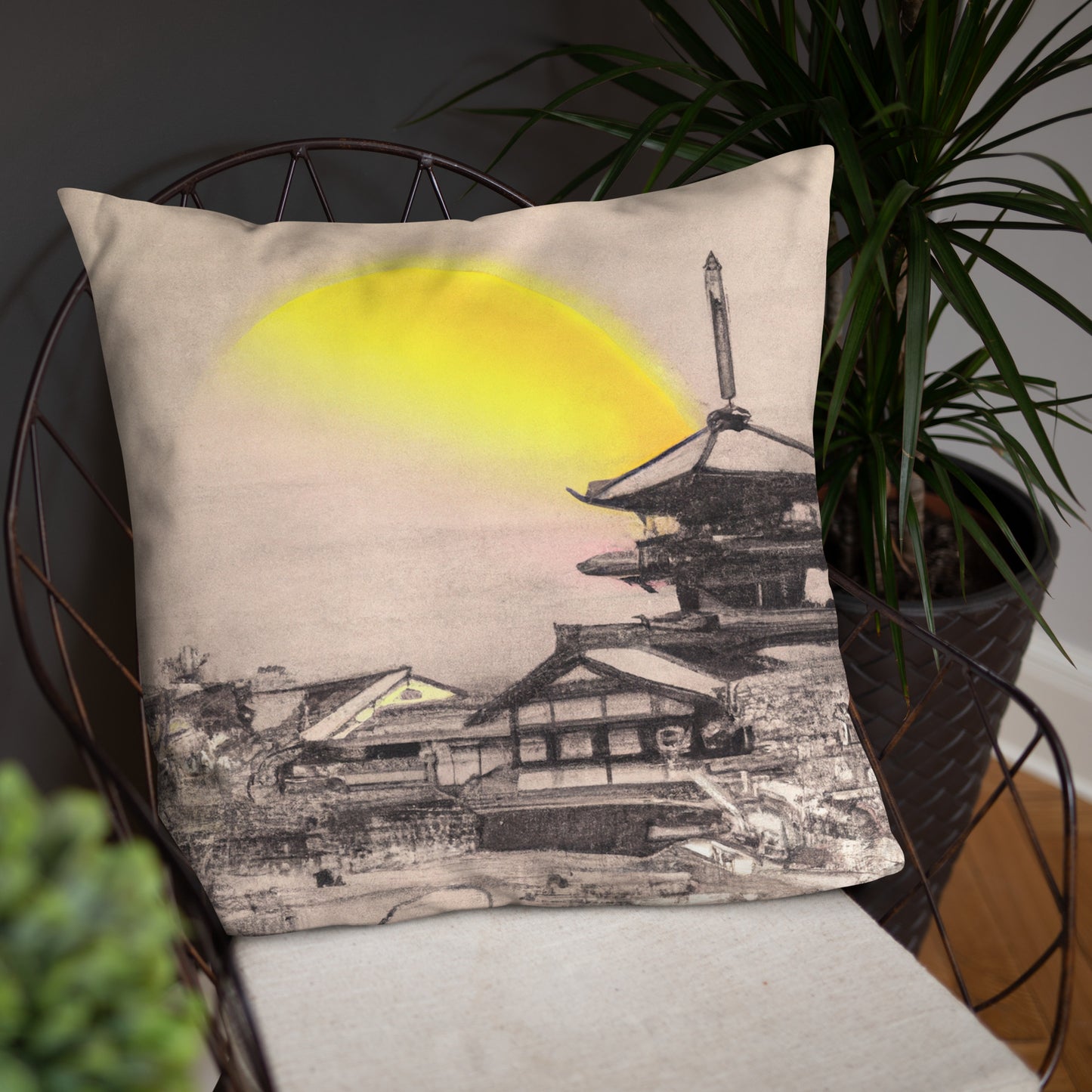 Pillow with Kyoto Artwork