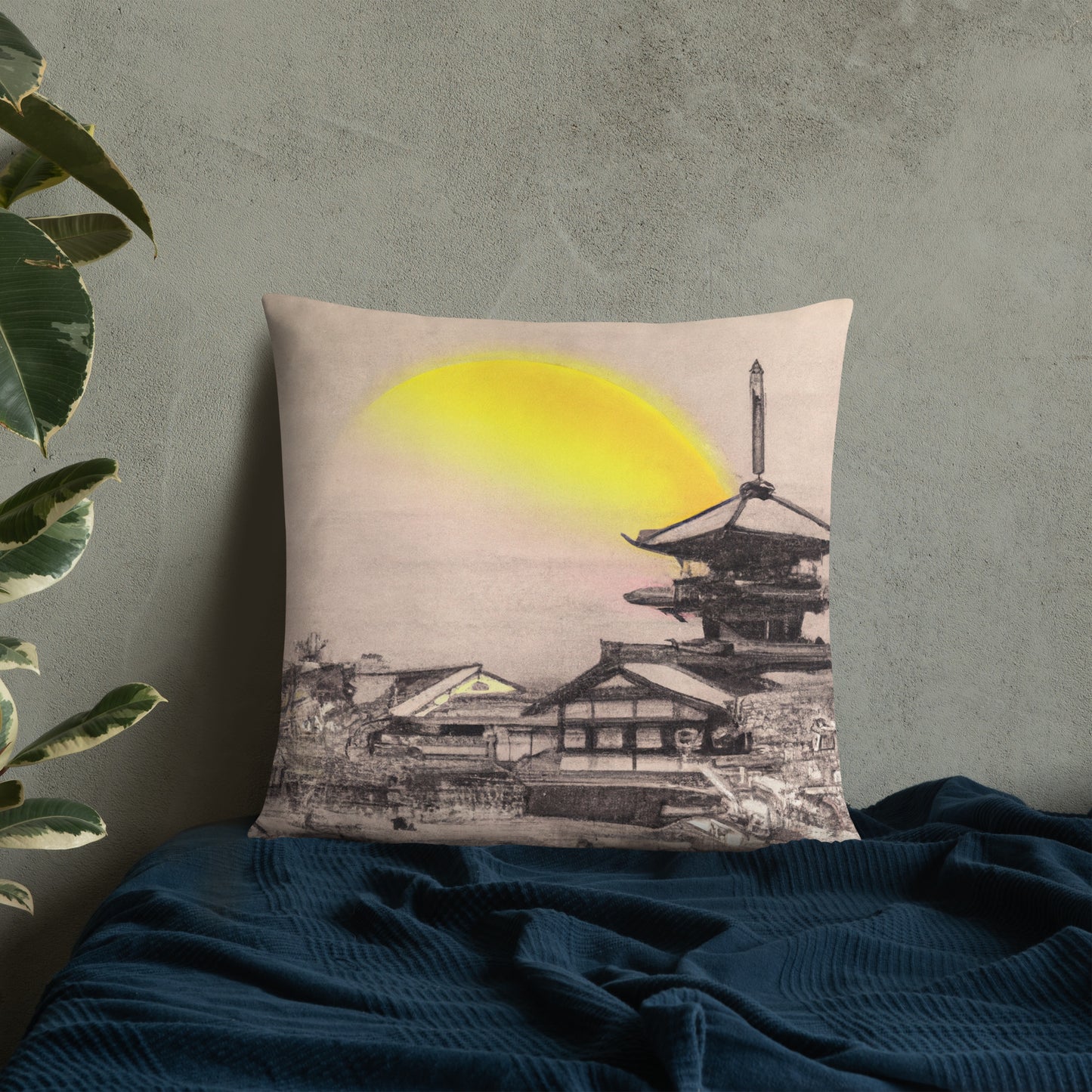 Pillow with Kyoto Artwork