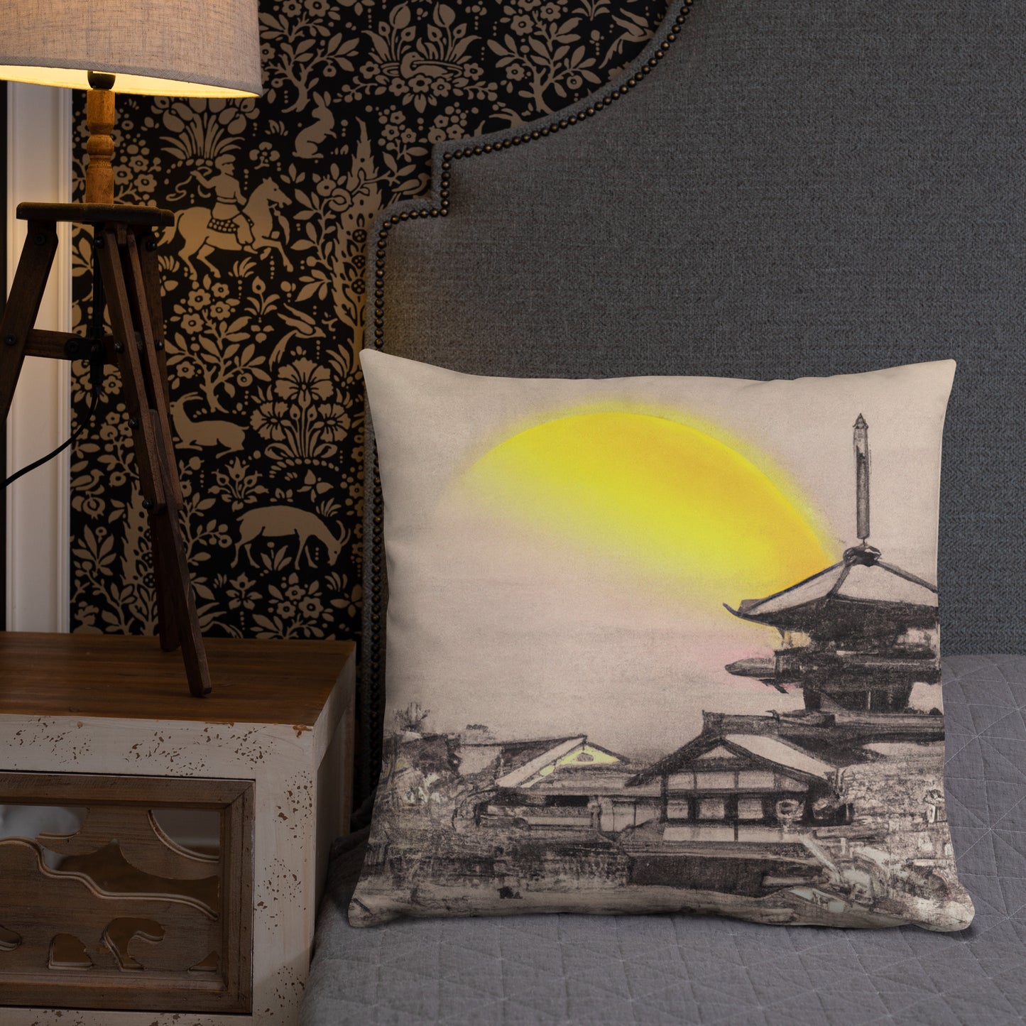 Pillow with Kyoto Artwork