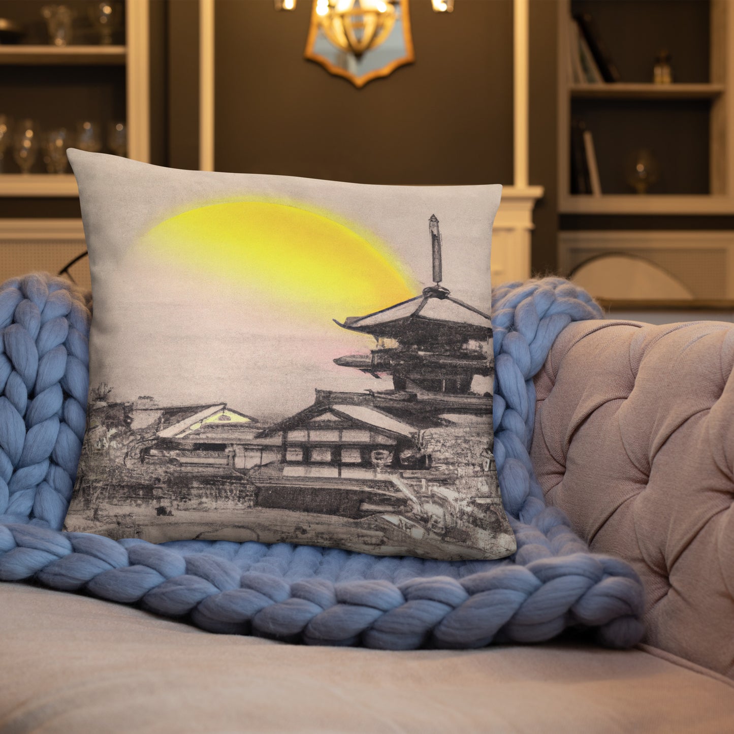 Pillow with Kyoto Artwork