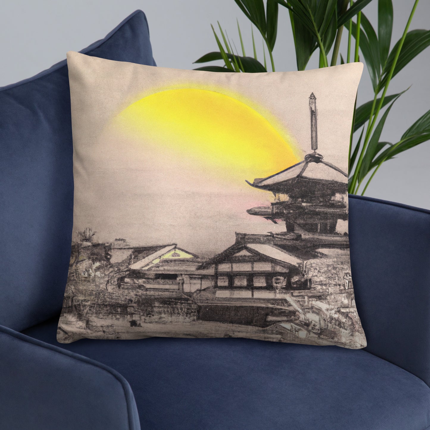 Pillow with Kyoto Artwork